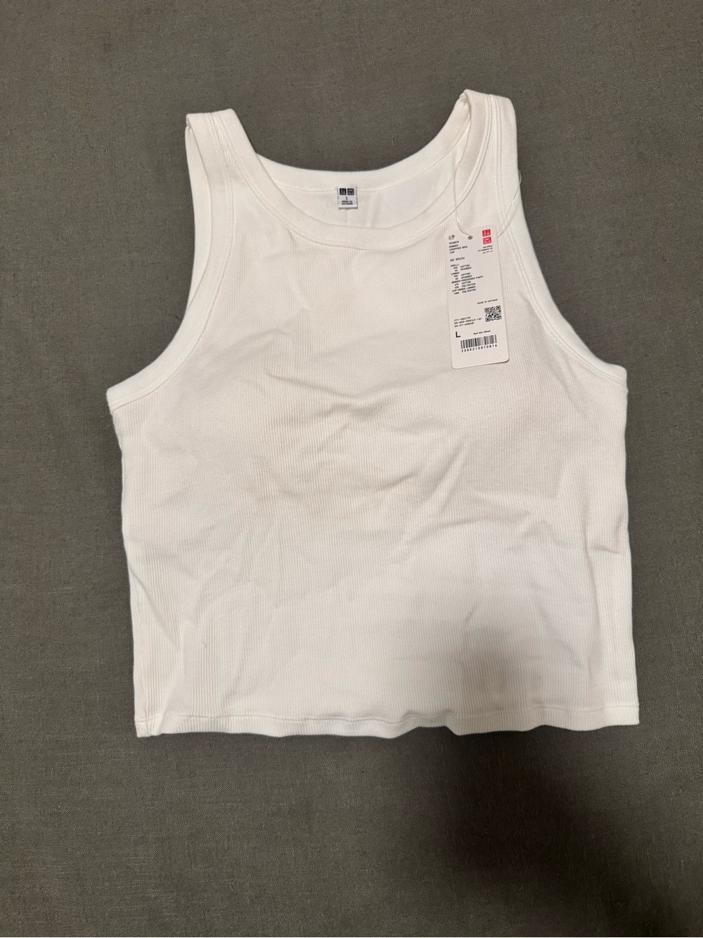 UNIQLO Women’s White Rib Tank Top (built in bra)